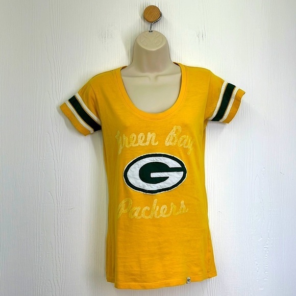 Forty Seven - Green Bay Packers Bright Yellow With Stripes T Shirt Size Small - Picture 1 of 10